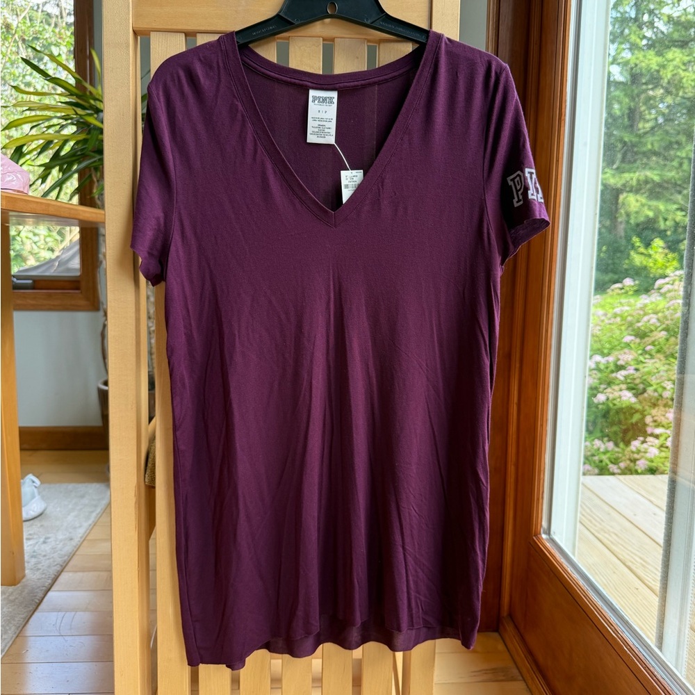 PINK Victoria's Secret Maroon V-Neck Shirt